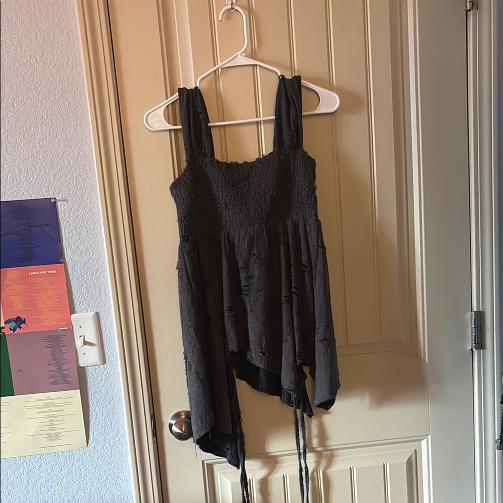 Black Asymmetrical Sleeveless Top